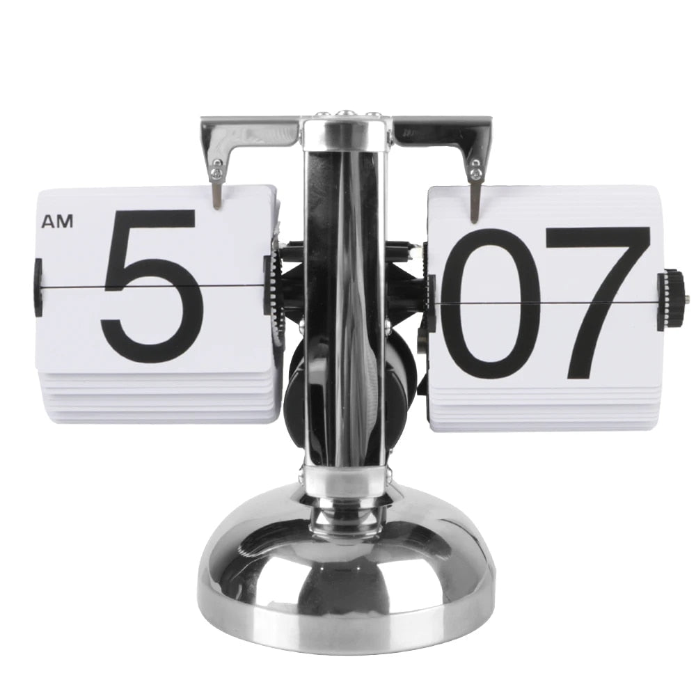 Retro Flip Clock with Silent Movement and Easy-to-Read Numbers