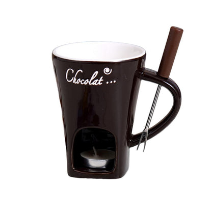 Elegant Ceramic Melting Pot with Candle Warmer & Fork