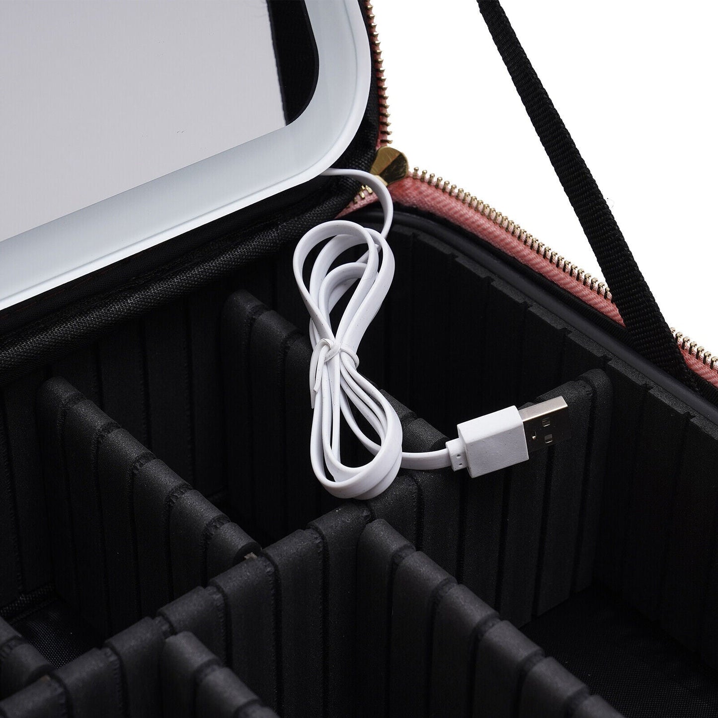 Versatile Makeup Storage Case with Adjustable LED Mirror