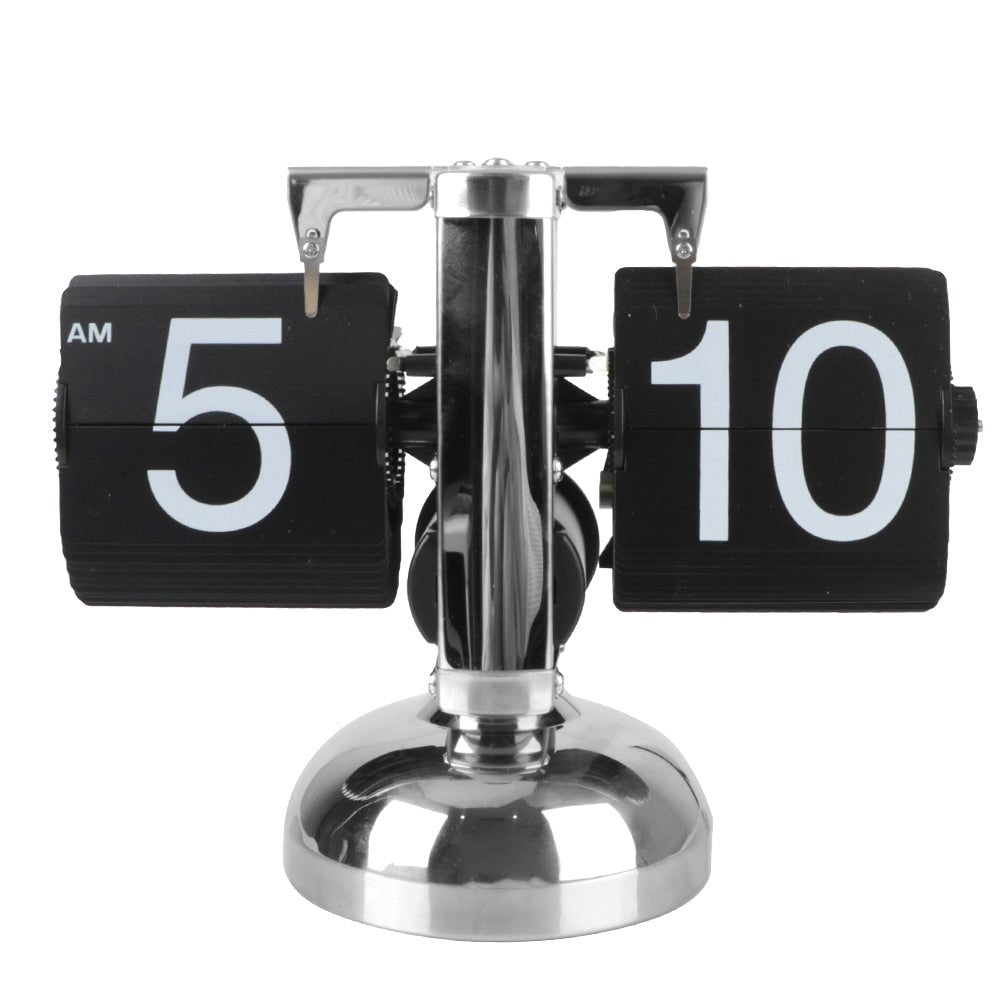 Retro Flip Clock with Silent Movement and Easy-to-Read Numbers