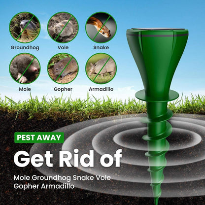 Solar-Powered Ground Stake Pest Deterrent with Battery Backup