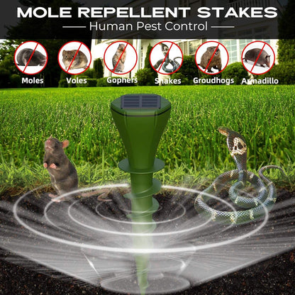 Solar-Powered Ground Stake Pest Deterrent with Battery Backup
