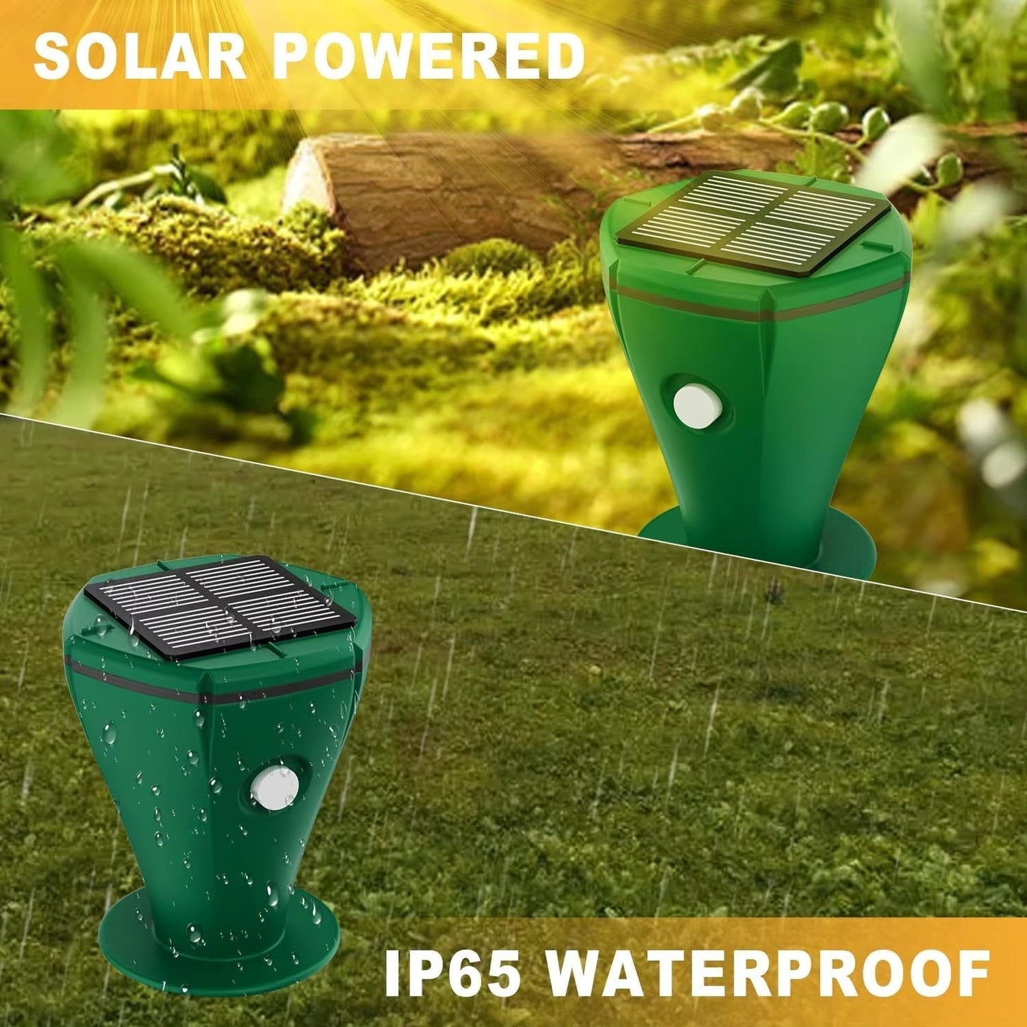 Solar-Powered Ground Stake Pest Deterrent with Battery Backup