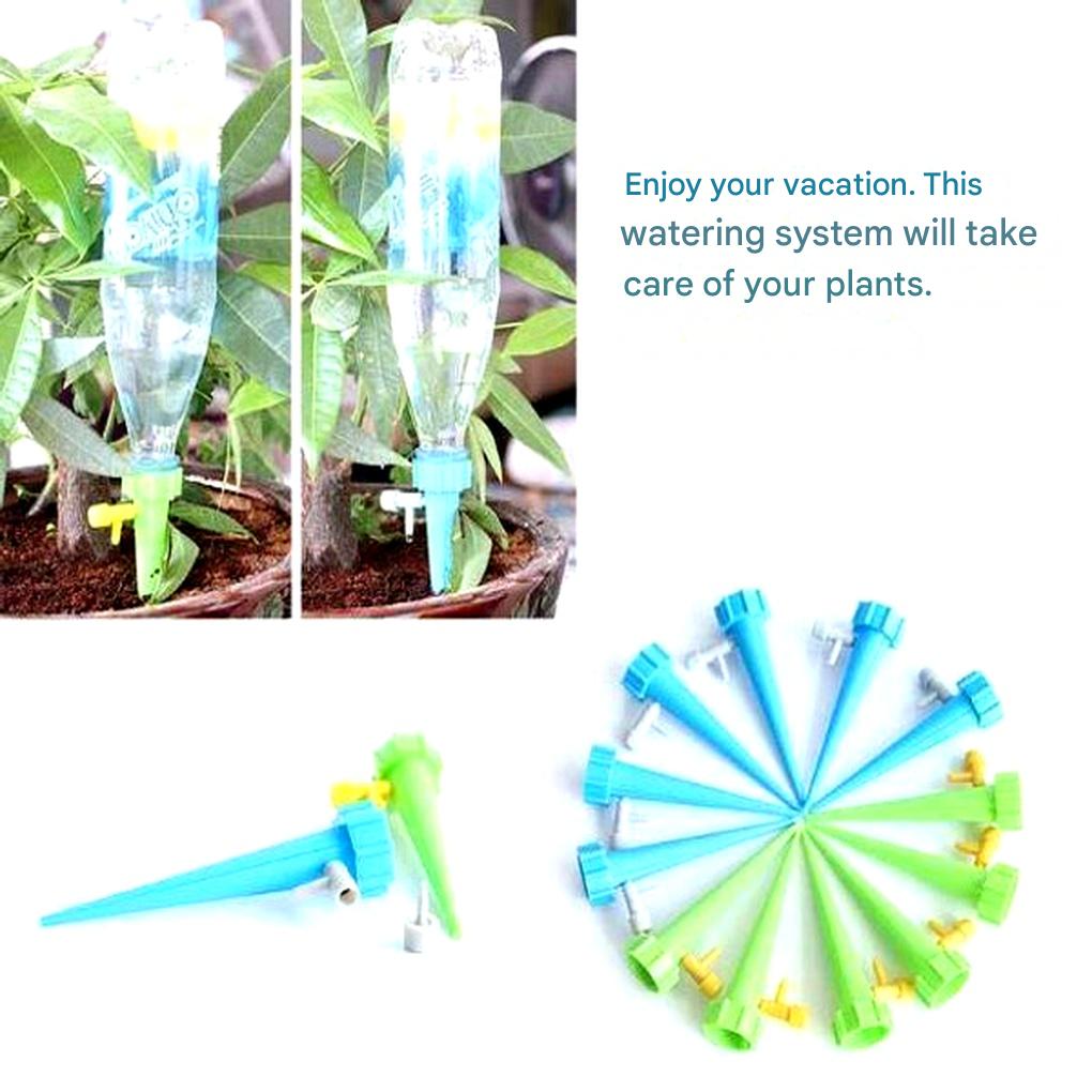 Self-Watering Spikes with Flow Control and Bottle Adapter - 12 Pack
