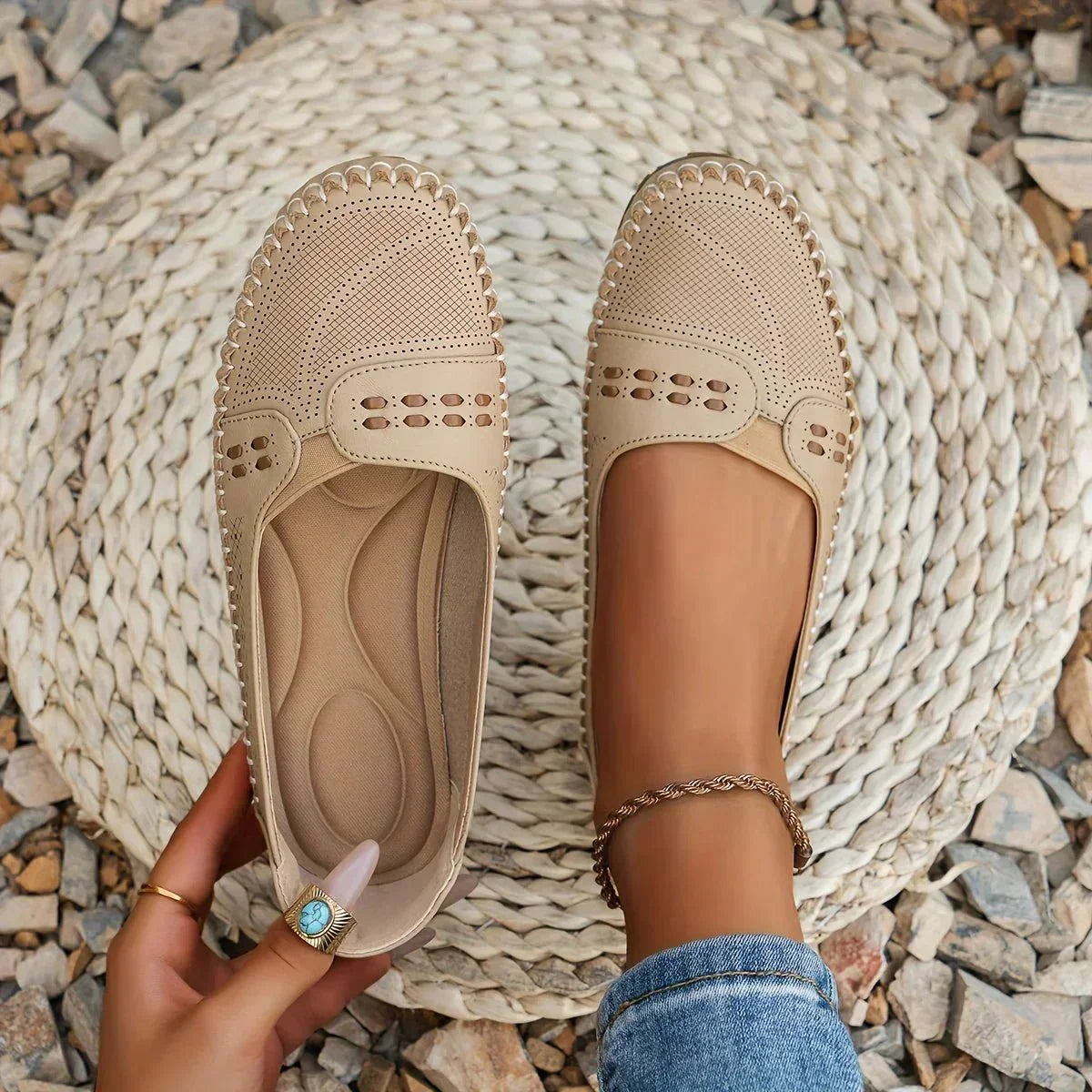 Breathable Slip-On Loafers with Flat Sole Comfort